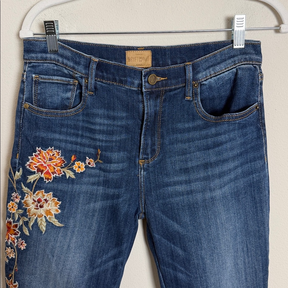 Driftwood Jackie Floral Embroidered Skinny Jeans Size 28 Boho Hippie - Picture 3 of 9